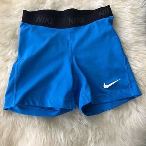 Nike athletic, compression shorts, small, blue